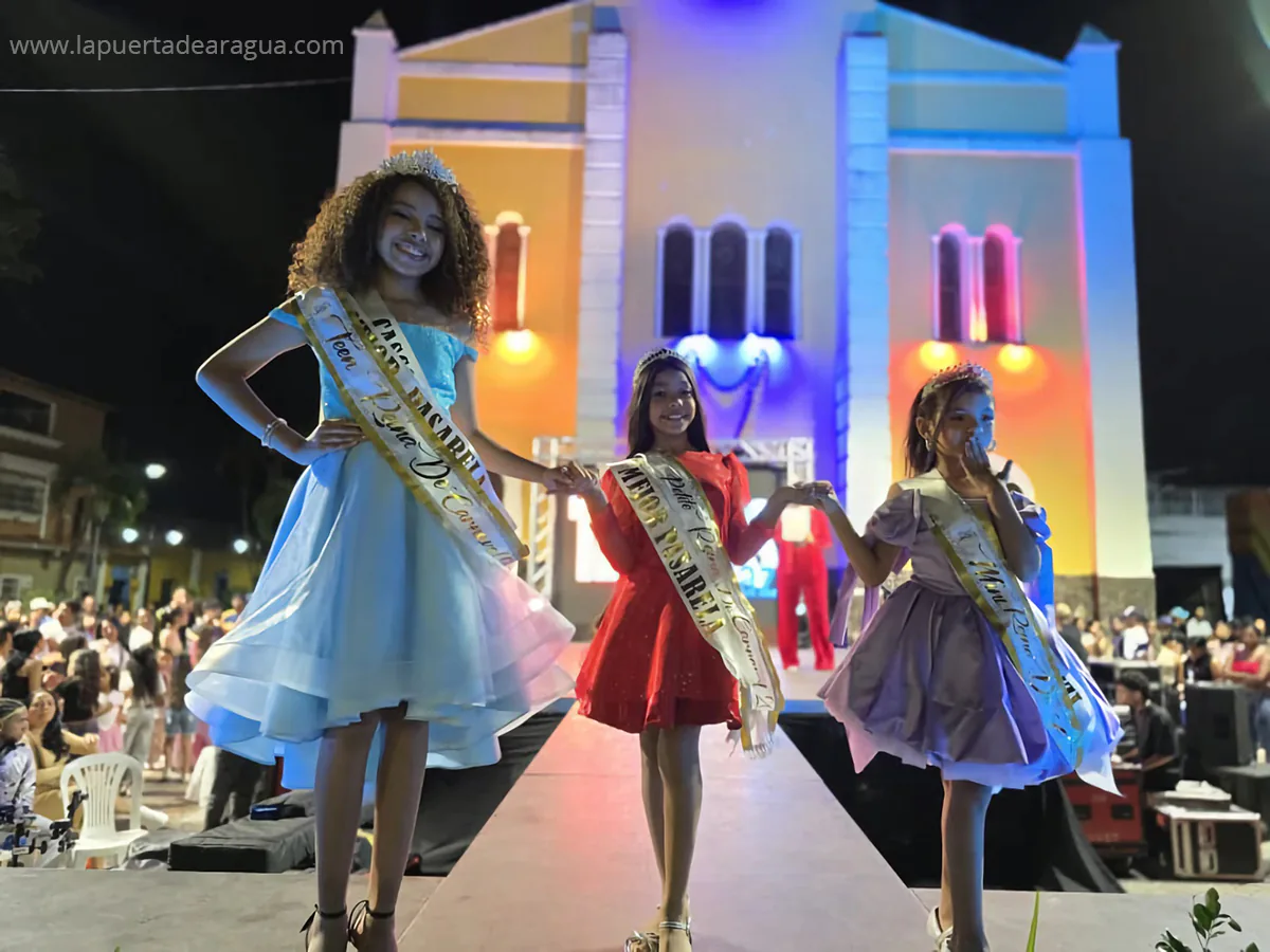 Reinas de los carnavales de Las Tejerías en 2026: Irelen Castillo en la categoría Teen, Samantha Ramos en Petite y Gianella Pinto en Mini.